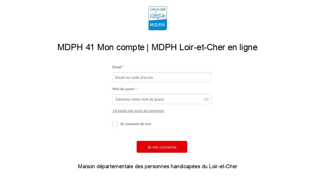 MDPH 41 Mon compte | MDPH Loir-et-Cher en ligne